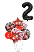 2 Yaş Siyah Rakam Balonlu Şimşek Mcqueen Balon Seti Arabalar (cars) Konfetili Şeffaf Balon thumbnail 1