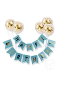 Happy Bırthday Banner Yazı Ve Konfetili Şeffaf Balon Seti - 1