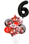 6 Yaş Siyah Rakam Balonlu Şimşek Mcqueen Balon Seti Arabalar (cars) Konfetili Şeffaf Balon thumbnail 1