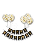 Happy Bırthday Banner Yazı Ve Konfetili Şeffaf Balon Seti - 1