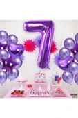 7 Yaş Mor Renk Rakam Folyo Balon 7 Yedi Rakam Mor Renk Helyum Uçan Folyo Balon 76 Cm Rakam Balon thumbnail 3