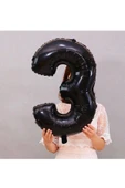 Siyah Rakam Balon Folyo 3 Yaş Rakam Balon 76cm (34 Inc Helyum Uyumlu) thumbnail 1