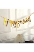 Happy Birthday Italik Yazı Parlak Süs Doğum Günü Banner - 2