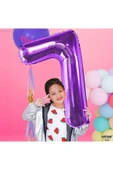 7 Yaş Mor Renk Rakam Folyo Balon 7 Yedi Rakam Mor Renk Helyum Uçan Folyo Balon 76 Cm Rakam Balon thumbnail 2