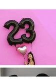 Siyah Rakam Balon Folyo 3 Yaş Rakam Balon 76cm (34 Inc Helyum Uyumlu) thumbnail 3