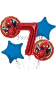 Spiderman Örümcek Adam 7 Yaş Balon Set Balon Folyo Set Spiderman Konsept Doğum Günü Set Yaş Balon - 1