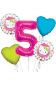 Hello Kitty 5 Yaş Balon Set Hello Kitty Folyo Balon Set Konsept Doğum Günü Set Yaş Balon thumbnail 1