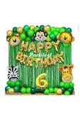 Safari Hayvanlar 6 Yaş Balon Set Safari Konsept Folyo Helyum Balon Set Safari Konsept Doğum Günü Set thumbnail 1
