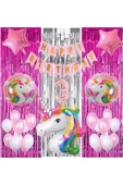 Gökkuşağı Unicorn Konsept 3 Yaş Balon Doğum Günü Set Gökkuşağı Unicorn Yaş Balon Set thumbnail 1