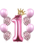 1 Yaş Pembe Balon Set Kız Çocuk Pembe Konsept Helyum Balon Set Pembe Renk Doğum Günü Set thumbnail 1