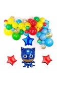 Pijamaskeliler Balon Seti Pjmasks Konsept Helyum Balon Set Pijamaskeli Doğum Günü Set thumbnail 1