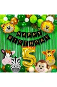 Safari Hayvanlar 5 Yaş Balon Set Safari Konsept Helyum Balon Set Safari Doğum Günü Set - 1