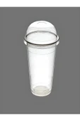 Plastik Şeffaf Bardak Kapaklı Milkshake Bardağı Kahve Bardağı Soğuk Içecek Bardağı 400-450ml 20 Adet - 2
