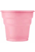 25 Kişilik Kullan At Plastik Tabak Bardak Çatal Peçete Masa Örtüsü Seti Pembe Renk - 2