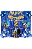 Lacivert Tilki Sonic Boom Konsept 2 Yaş Balon Set Sonic Tema Doğum Günü Arka Fon Süsleme Balonlu Set - 1