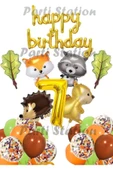 Orman Hayvanları Konsept Parti Woodland 7 Yaş Doğum Günü Balon Set Sincap Rakun Kirpi Tilki Balon - 1