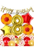 Sarı Kırmızı Balon Set Sarı Kırmızı 8 Yaş Balon Set Futbol Balon Set Doğum Günü Balon Set thumbnail 1