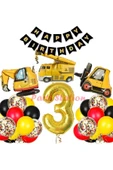 İş Makinaları İnşaat Parti 3 Yaş Balon Set Kepçe Balon Vinç Balon Kamyon Balon Doğum Günü Set thumbnail 1