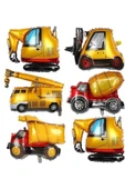 İnşaat Araçları Konsept Doğum Günü 2 Yaş Balon Set Mini Boy Kepçe Dozer Mikser Kamyon Forklift Balon - 2