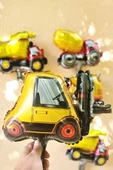 İnşaat Araçları Konsept Doğum Günü 2 Yaş Balon Set Mini Boy Kepçe Dozer Mikser Kamyon Forklift Balon - 5