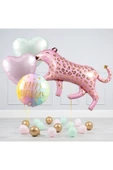 Pembe Leopar Balon 100 cm Parti Konsept Doğum Günü Balon Set Jungle Leopar Kaplan Balon thumbnail 1