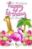 Tropikal Konsept Parti Flamingo 1 Yaş Doğum Günü Balon Seti Yaz Temalı Tropikal Flamingo Parti thumbnail 1