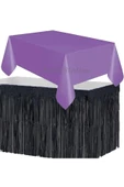 Masa Örtüsü ve Eteği Set Plastik Mor Renk Masa Örtüsü Siyah Renk Metalize Sarkıt Masa Eteği Set thumbnail 1