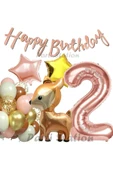 Woodland Geyik 2 Yaş Folyo Rosegold Balon Set Geyik Ceylan Doğum Günü Parti Balon Set Geyik Konsept thumbnail 1