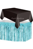Masa Örtüsü ve Masa Eteği Set Plastik Siyah Renk Masa Örtüsü Mavi Renk Metalize Masa Eteği Set thumbnail 1