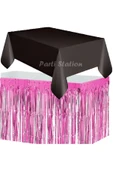 Masa Örtüsü ve Masa Eteği Set Plastik Siyah Renk Masa Örtüsü Pembe Renk Metalize Masa Eteği Set thumbnail 1