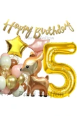 Woodland Geyik 5 Yaş Folyo Balon Set Ceylan Geyik Doğum Günü Parti Balon Set Geyik Konsept Balon Set - 1