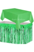 Masa Örtüsü ve Masa Eteği Set Plastik Yeşil Renk Masa Örtüsü Yeşil Renk Metalize Masa Eteği Set - 1