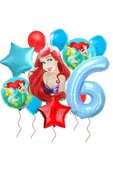 Disney Prensesi Deniz Kızı Prenses Ariel Konsept 6 Yaş Doğum Günü Balon Set Aquaman Ariel Balon Set thumbnail 1