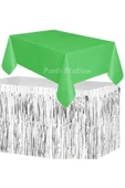 Masa Örtüsü ve Masa Eteği Set Plastik Yeşil Renk Masa Örtüsü Gümüş Renk Metalize Masa Eteği Set thumbnail 1