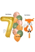Woodland Tilki Balon 7 Yaş Balon Set Sevimli Tilki Balon ve Gold Rakam Balon Demeti Doğum Günü Seti thumbnail 1
