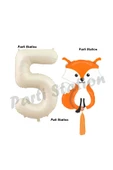 Woodland Tilki Balon 5 Yaş Balon Set Sevimli Tilki Balon ve Krem Rakam Balon Doğum Günü Seti thumbnail 1