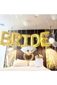 Gold Renk BRİDE Balon Set Bekarlığa Veda Bride To Be Konsept Altın Renk Balon Set 76 cm Harf Balon thumbnail 4