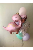 Sevimli Dinozor Konsept Pembe Dinozor Balon Set Pink Dinosaur Balloon Doğum Günü Balon Buketi thumbnail 1