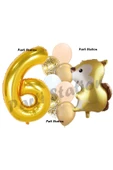 Woodland Sincap Balon 6 Yaş Balon Set Sincap Balon ve Gold Rakam Balon Demeti Doğum Günü Seti thumbnail 1