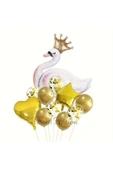 Beyaz Kuğu Konsept Sevimli Kuğu Balon Set Swan Balloon Birthday Party Set thumbnail 1