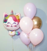 Unicorn Kedi Konsept Balon Set Sevimli Unicorn Kedi Balon Buketi Owl Doğum Günü Balon Set thumbnail 1
