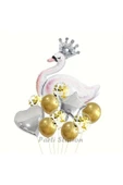 Beyaz Kuğu Konsept Sevimli Kuğu Balon Set Silver Swan Balloon Birthday Party Set thumbnail 1