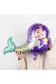 Deniz Kızı Konsept Mermaid Deniz Kızı 8 Yaş Balon Set ve Mor Rakam Balon Doğum Günü Parti Balon Set thumbnail 3