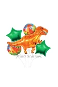 Dinozor Konsept Turuncu T-Rex Dinozor  Balon Set Dinosaur Balloon Birthday Party Set thumbnail 1