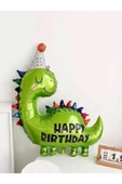 Dinozor Happy Birthday Folyo Balon Sevimli Dinozor Konsept Doğum Günü Folyo Balon 1 Adet 89x86 cm thumbnail 4