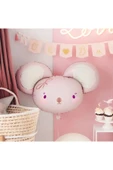 Sevimli Pembe Fare Folyo Balon Hamster Fare Konsept Folyo Balon 1 Adet 68x59 cm thumbnail 3