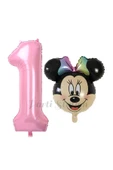 Minnie Mouse 1 Yaş Balon Set Minnie Mouse Konsept Balon ve Pembe Rakam Balon Set thumbnail 1