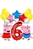 Peppa Pig Konsept 6 Yaş Yıldız Balon Set Pembe Domuz Peppa Pig George Tema Doğum Günü Folyo Balon thumbnail 1