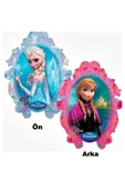 Frozen Karlar Ülkesi Elsa Anna Portre Folyo Balon 1 Adet 85 cm Çift Yönlü Frozen Elsa Anna Balon - 3