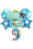 Sevimli Dinozor Konsept 1 Yaş Balon Set Jurassic Dinozor Tema Doğum Günü Folyo Balon Set thumbnail 1